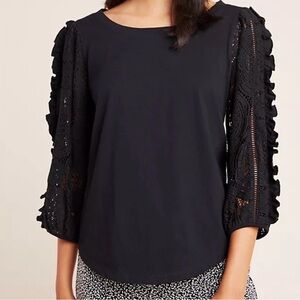 Anthropologie Nina Puff Lace Sleeve Top Size Medium